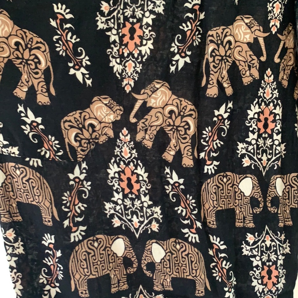 Black linen elephant printed pants
